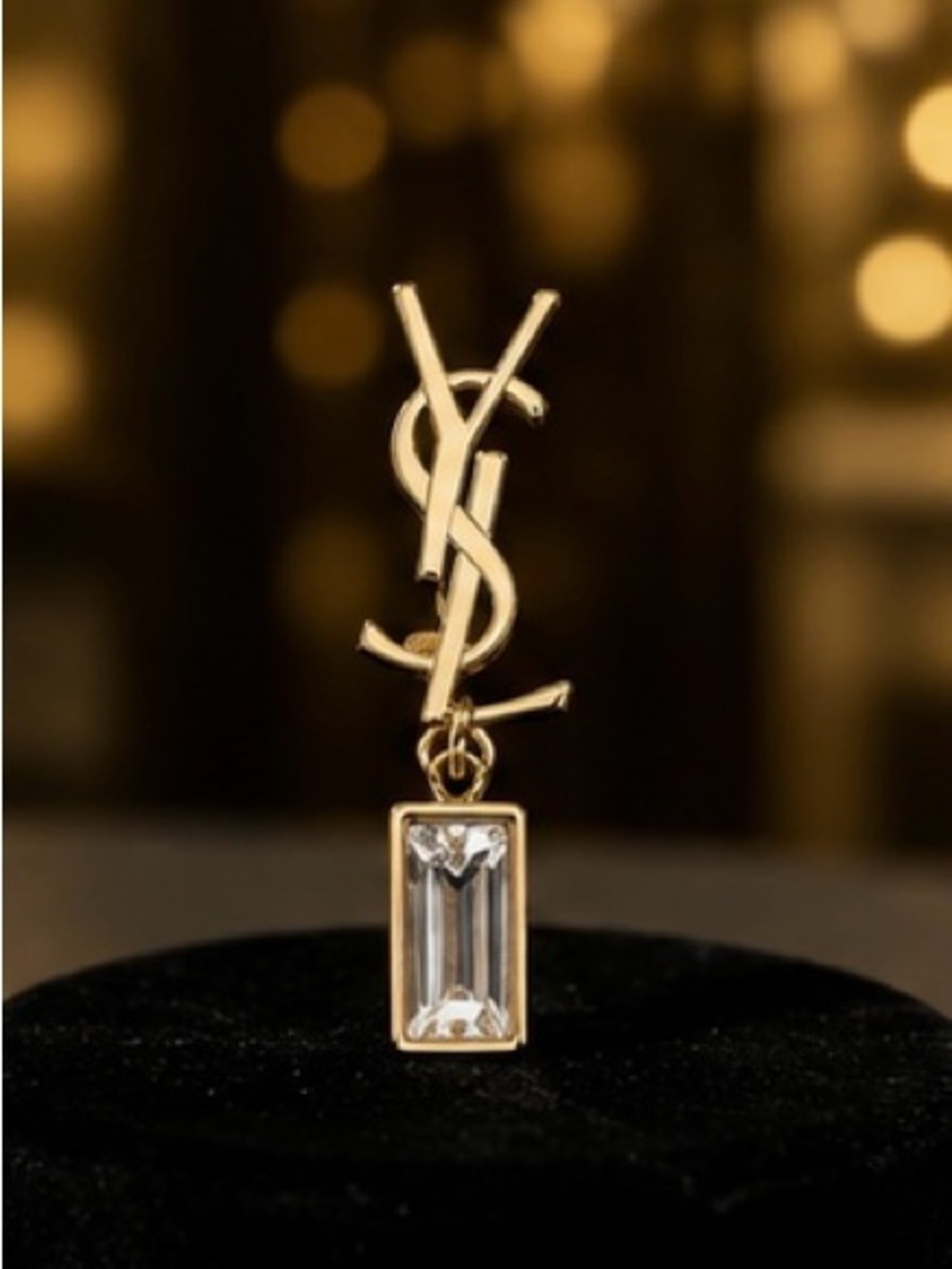 Gold Tone Crystal Drop Statement Earrings